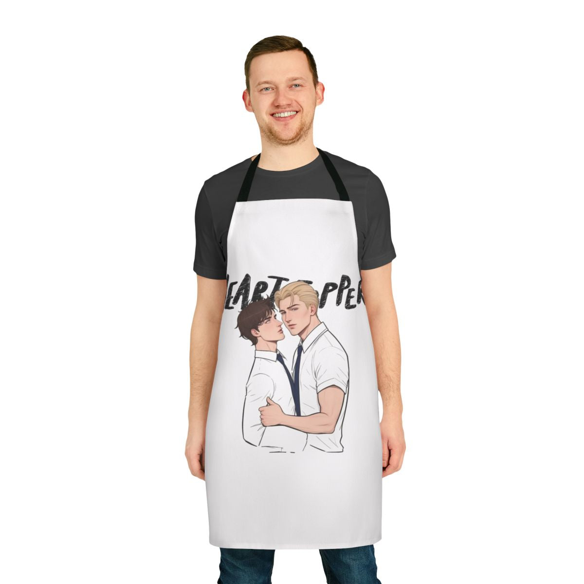 Heartstopper-inspired apron with Nick Nelson and Charlie Spring characters
