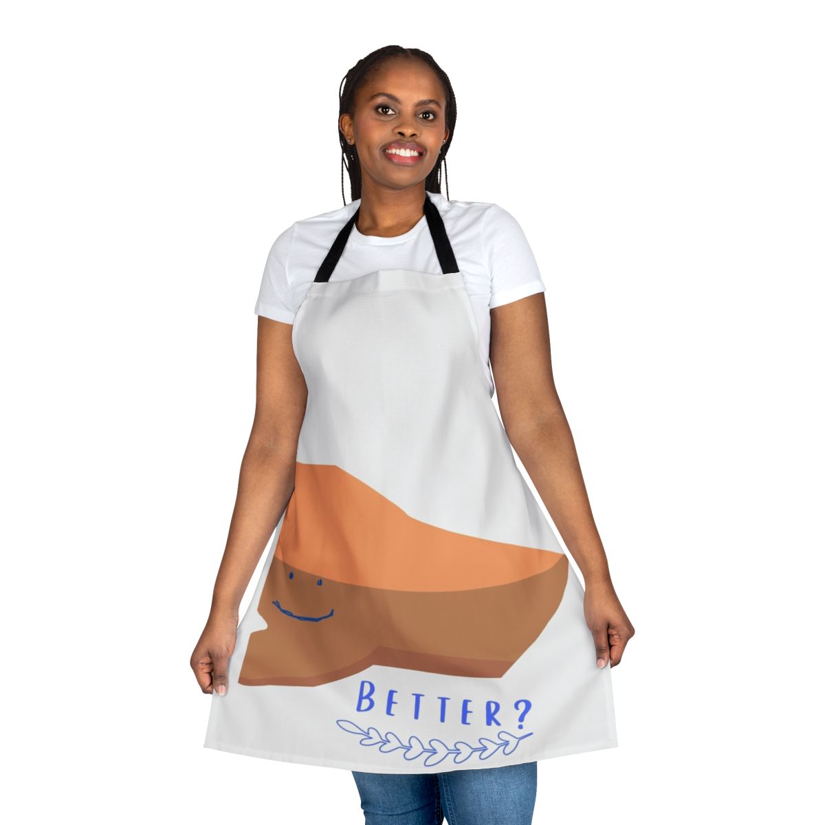 Heartstopper-inspired apron with a smiley hand design