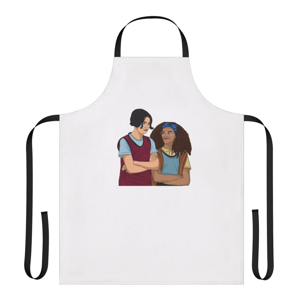 Heartstopper inspired apron featuring characters Tao Xu and Elle Argent