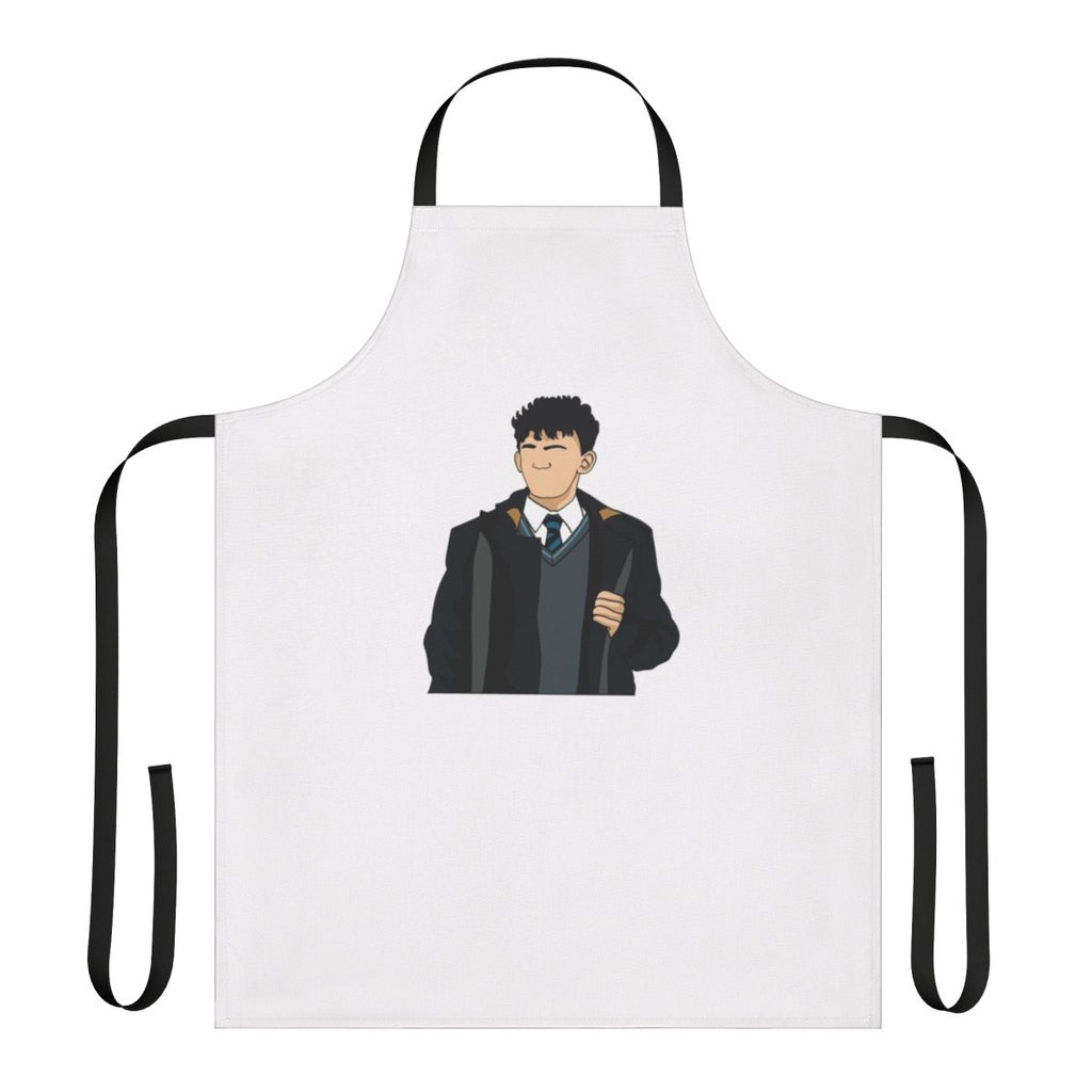Heartstopper-inspired apron featuring characters Nick and Charlie