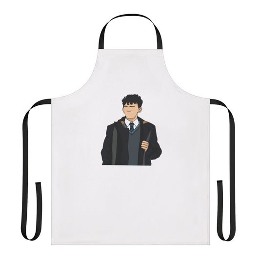 Heartstopper-inspired apron featuring characters Nick and Charlie