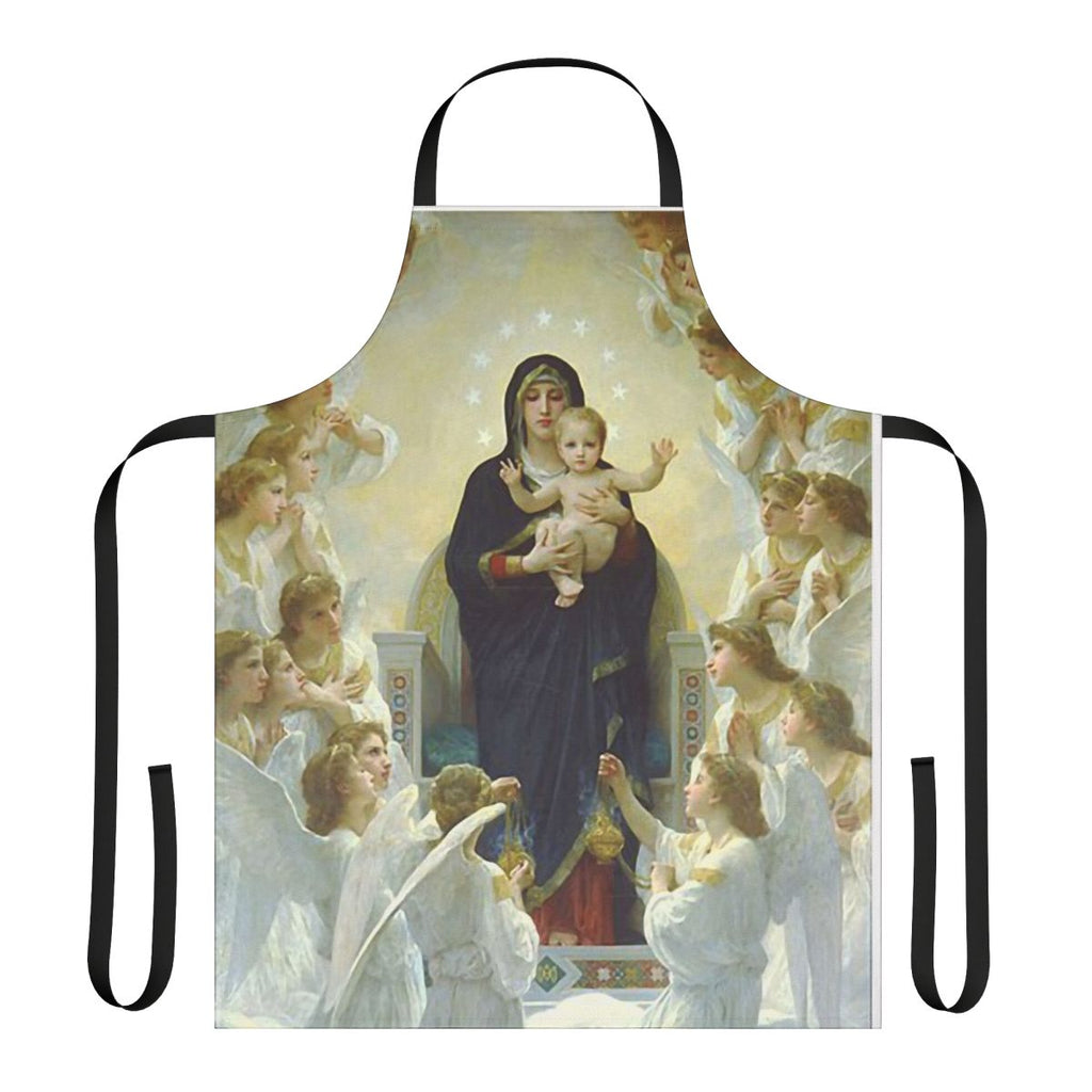 Apron featuring the Virgin Mary and angelic figures like archangels, cherubim, and seraphim