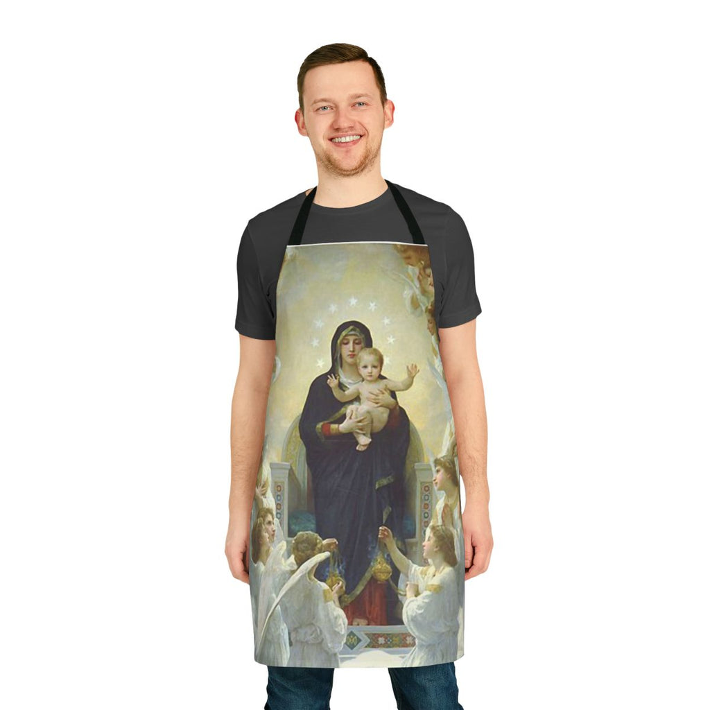 Apron featuring the Virgin Mary and angelic figures like archangels, cherubim, and seraphim