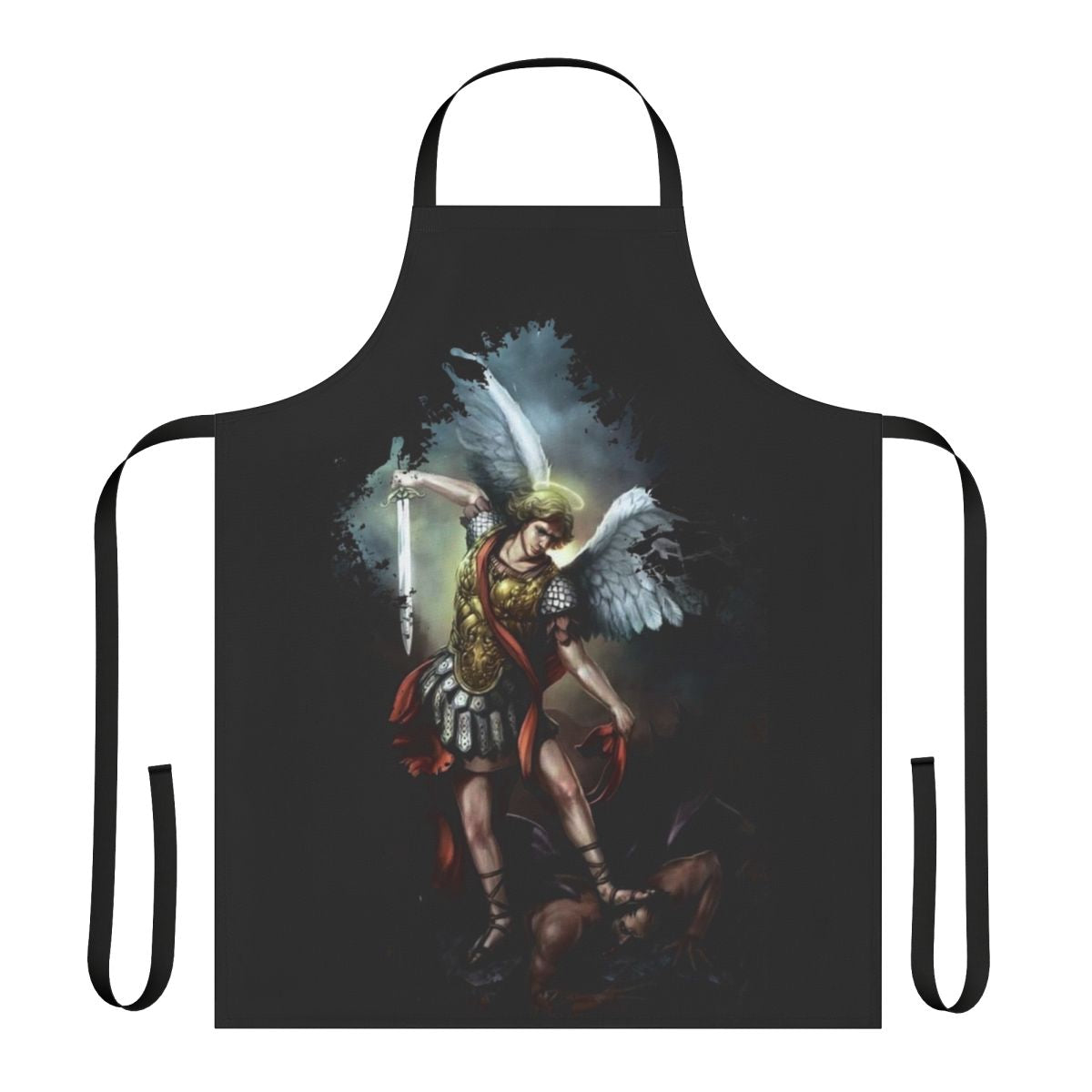 Apron featuring the image of the Archangel Michael, a powerful celestial being from Christian and angelic mythology