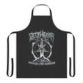 Black and red apron with death metal band logo