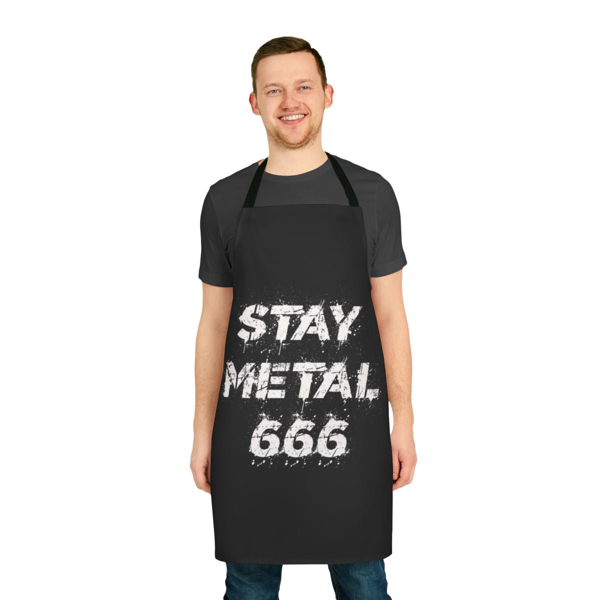 Heavy metal band apron with 666 black death thrash design