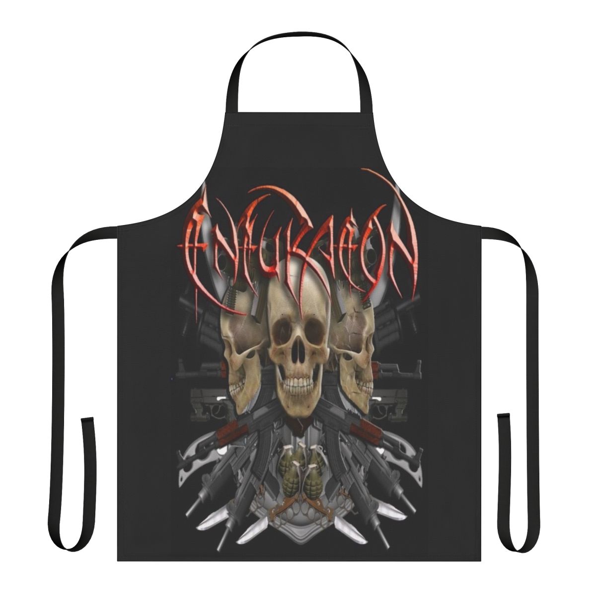 Death metal band art printed on an apron