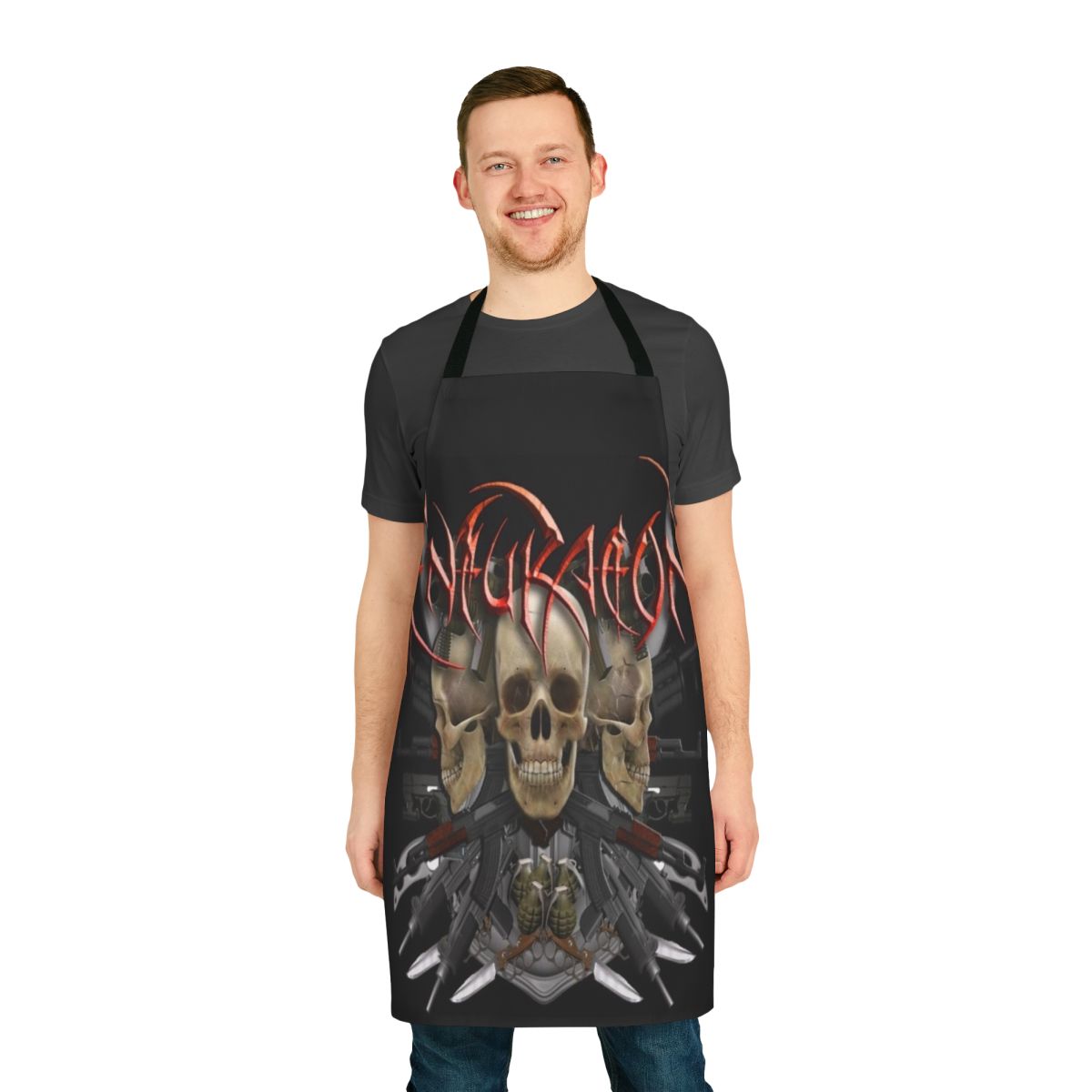 Death metal band art printed on an apron