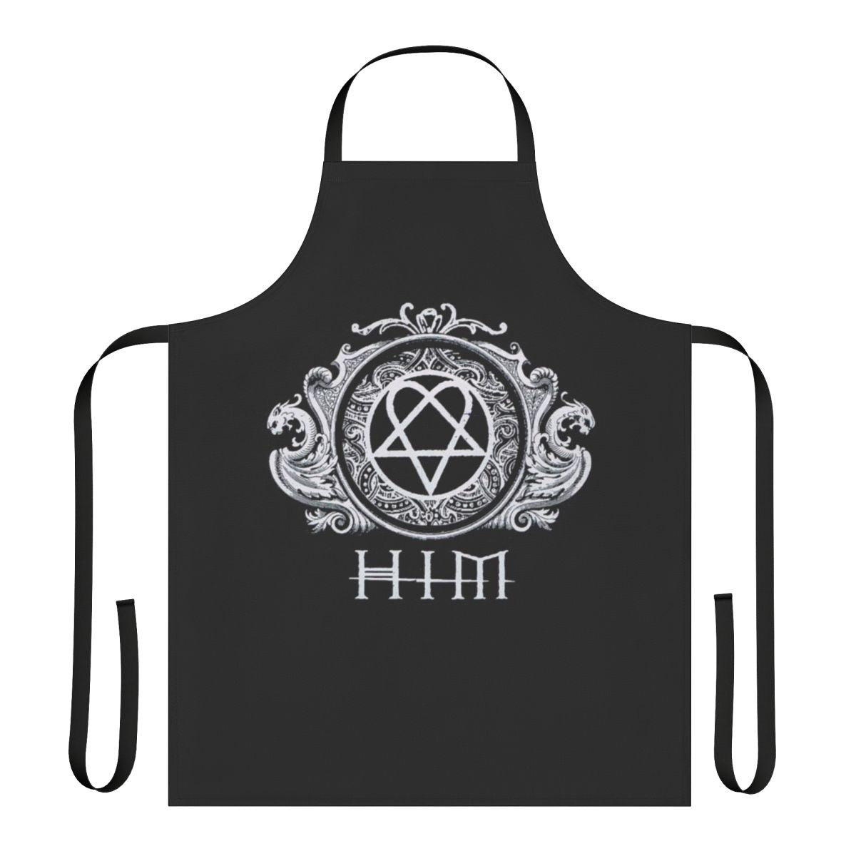 Heavy metal band inspired kitchen apron with heartagram design
