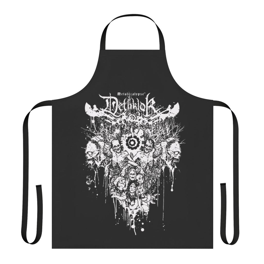 Dethklok-inspired apron with Metalocalypse logo and design