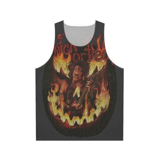 Heavy metal tank top with horror movie and 80s design