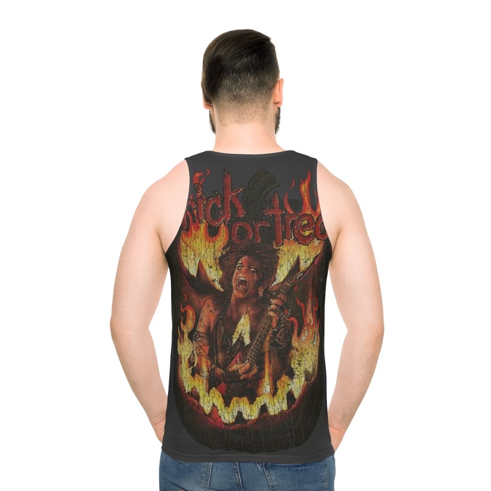 Heavy metal tank top with horror movie and 80s design