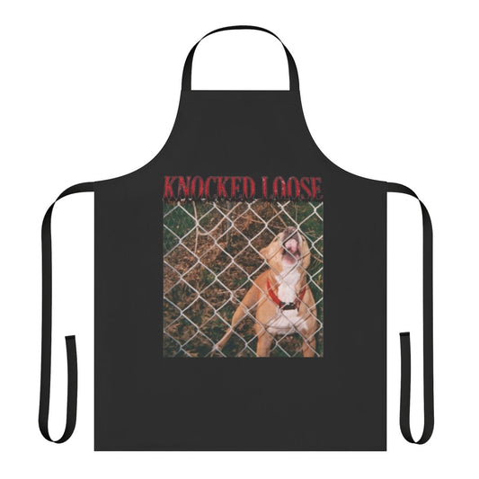 Heavy metal themed cooking apron with band logo design