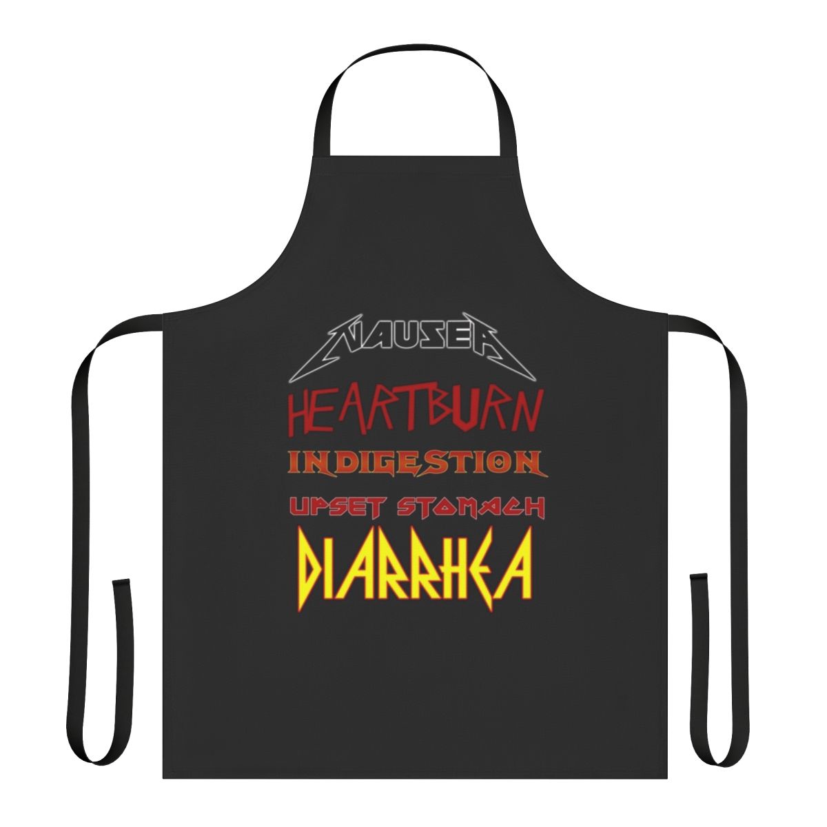 Heavy metal inspired apron with a graphic design for metalheads