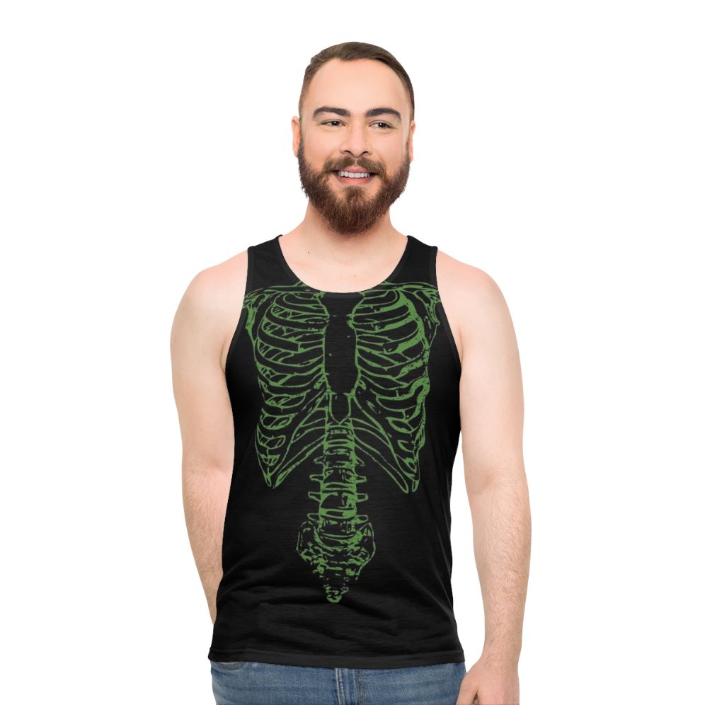 Unisex tank top with a heavy metal skeleton print