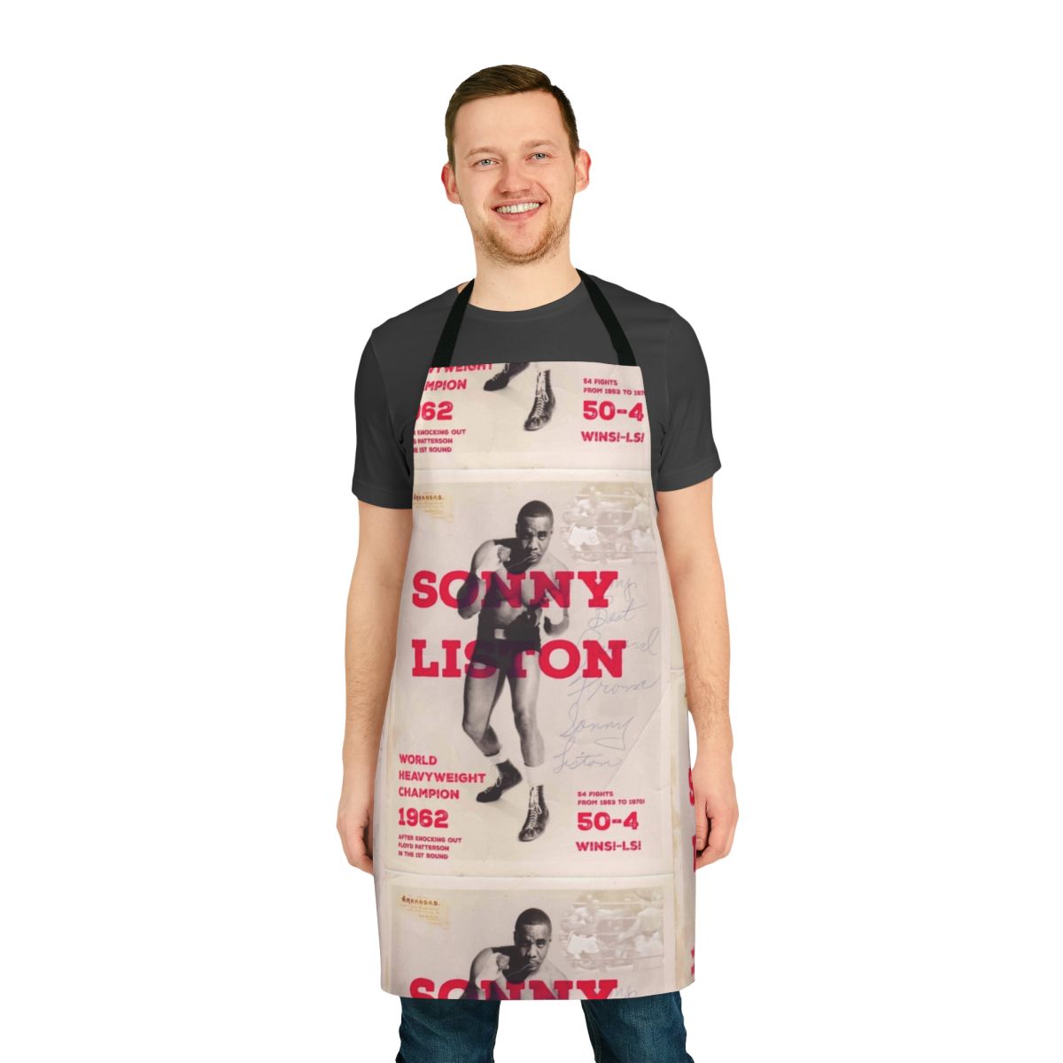 Heavyweight boxer inspired apron with a classic 1960s boxing design