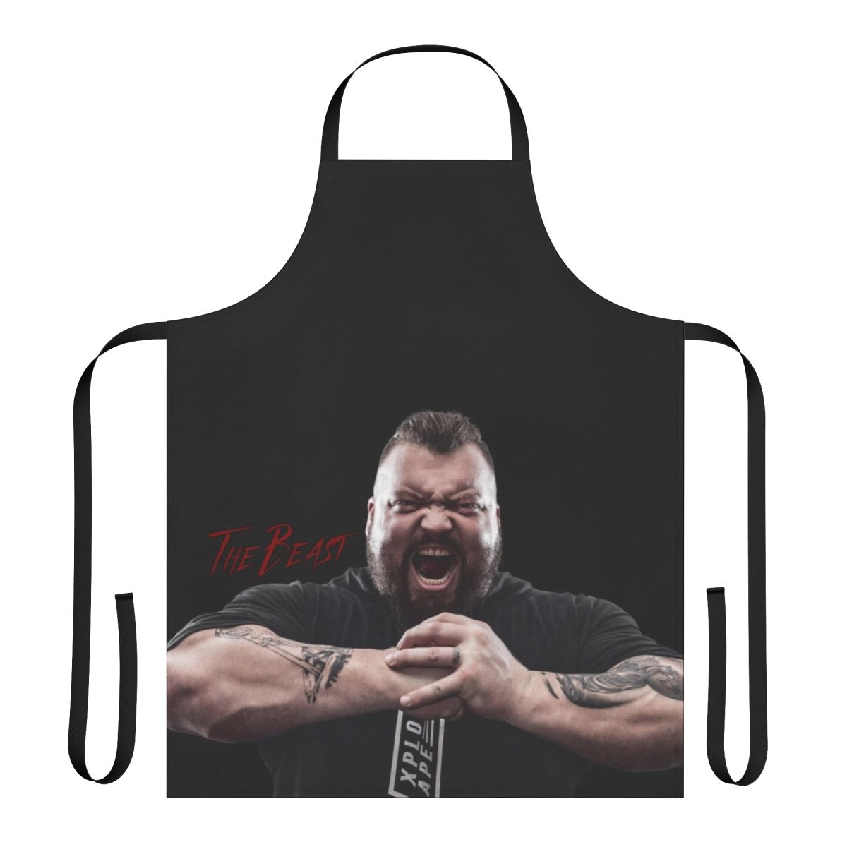 Image of an apron featuring the text "Eddie Hall The Beast"