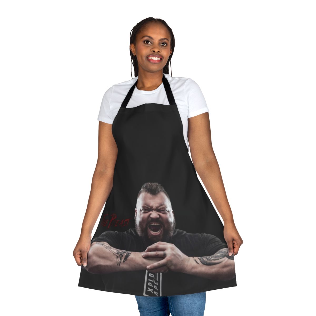 Image of an apron featuring the text "Eddie Hall The Beast"