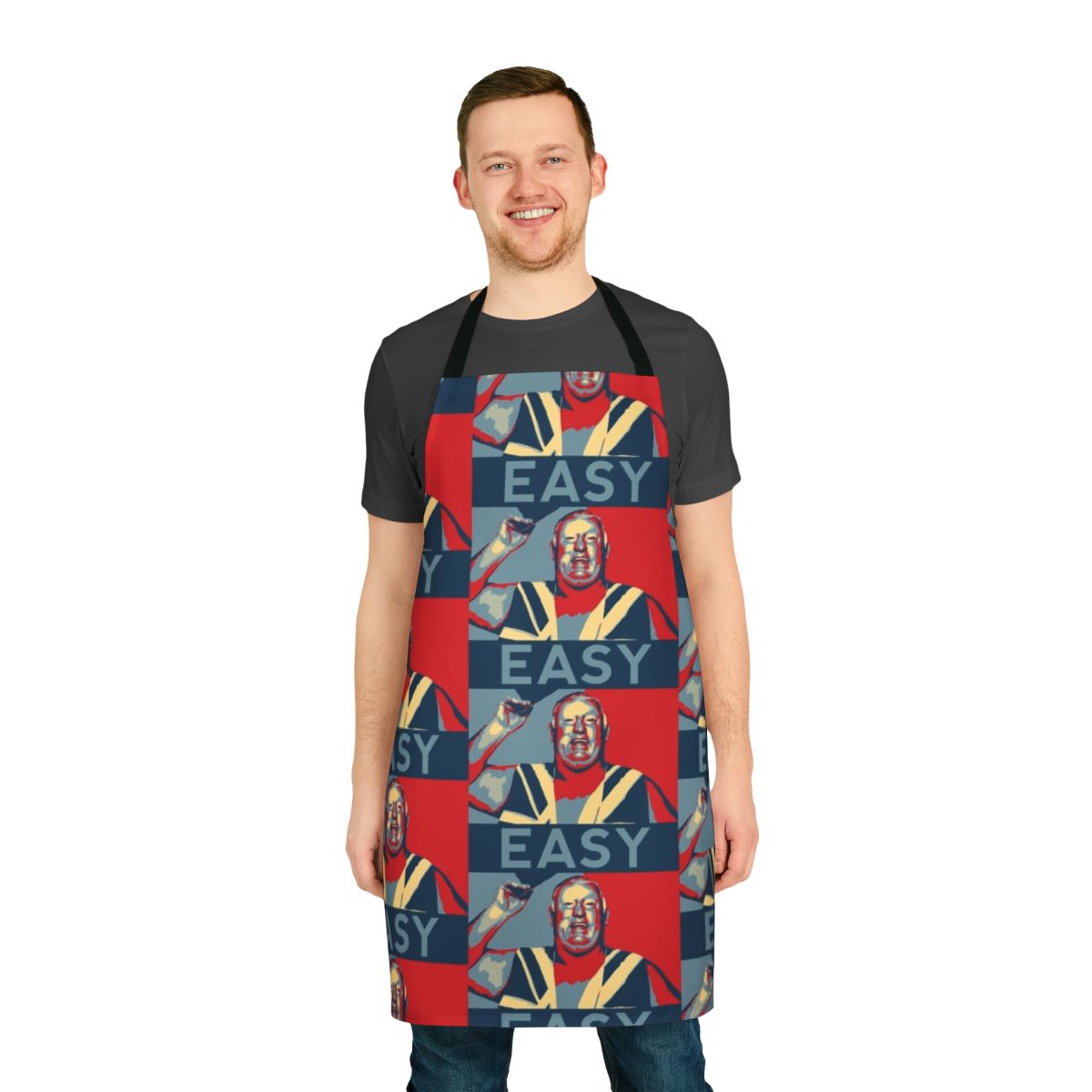 Heavyweight wrestling-inspired apron with classic 70s and 80s British wrestling icons and imagery