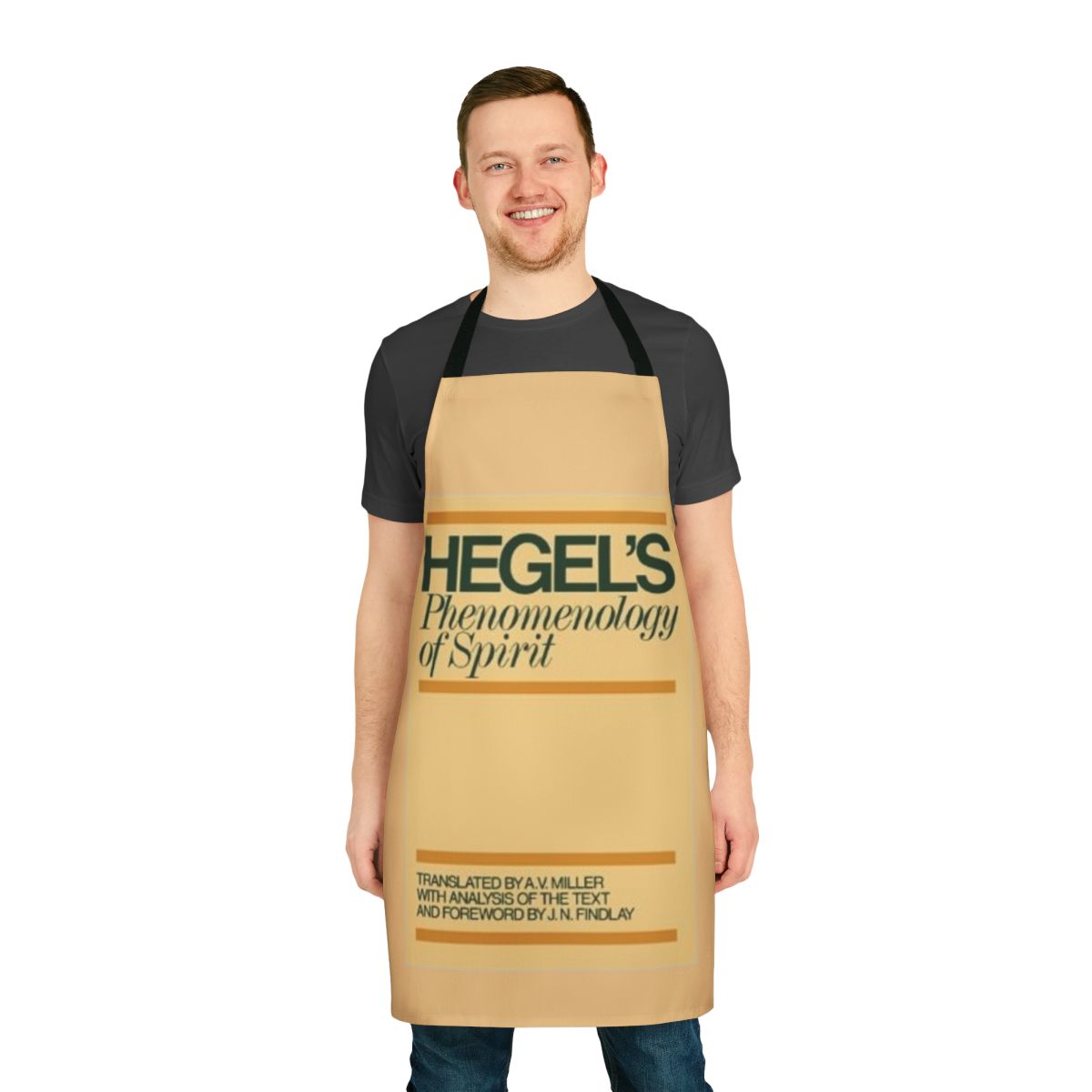 Hegel Phenomenology of Spirit-themed apron with classic blue and white design