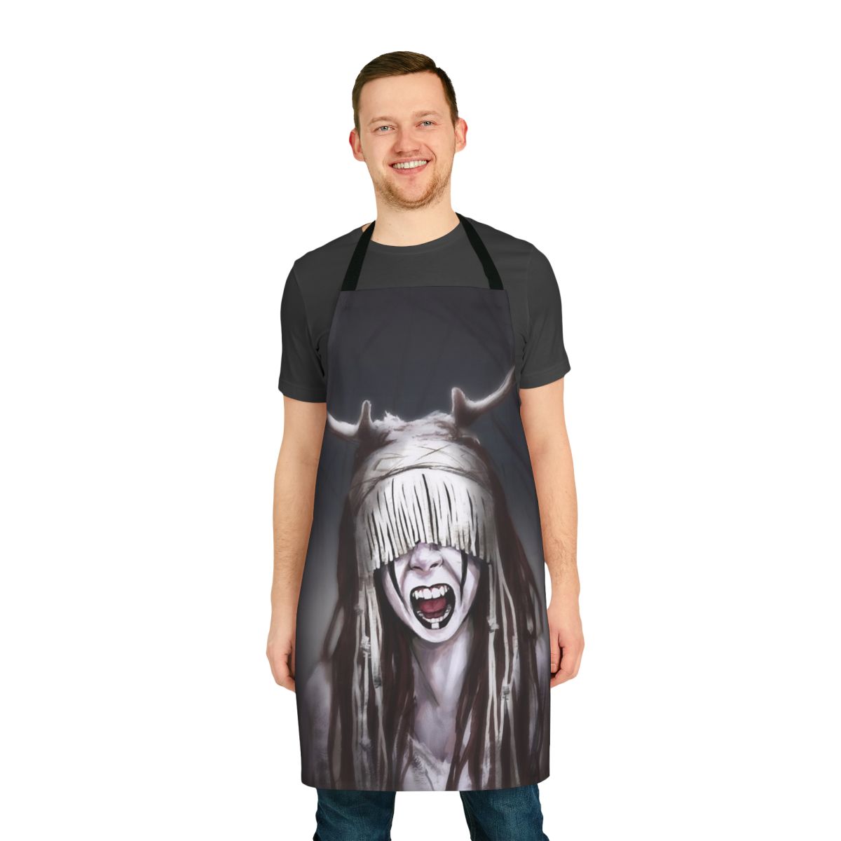 Heilung inspired metal band apron with band logo and imagery
