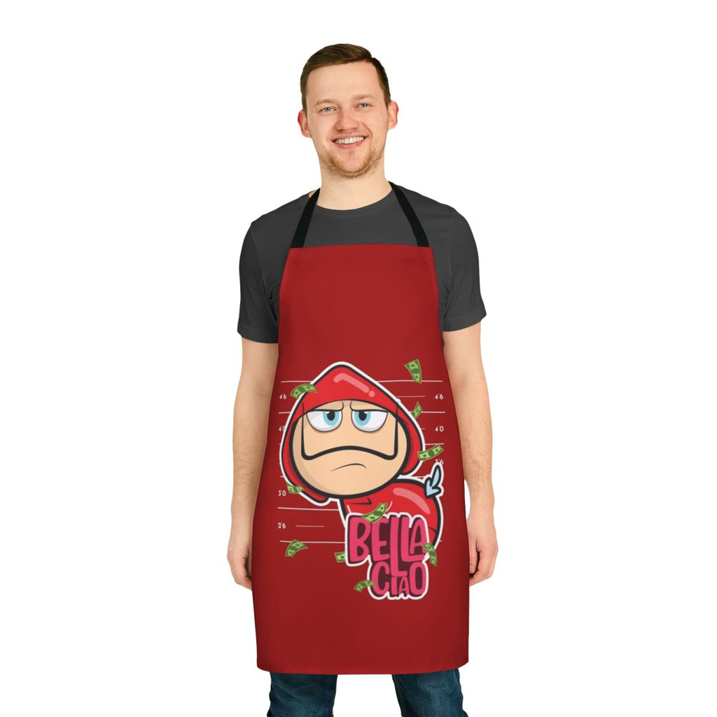 Heist-themed apron featuring Bella Ciao design from Money Heist/La Casa de Papel