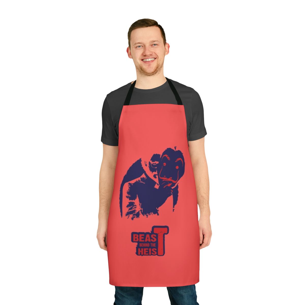Heist themed apron with money heist fan art design