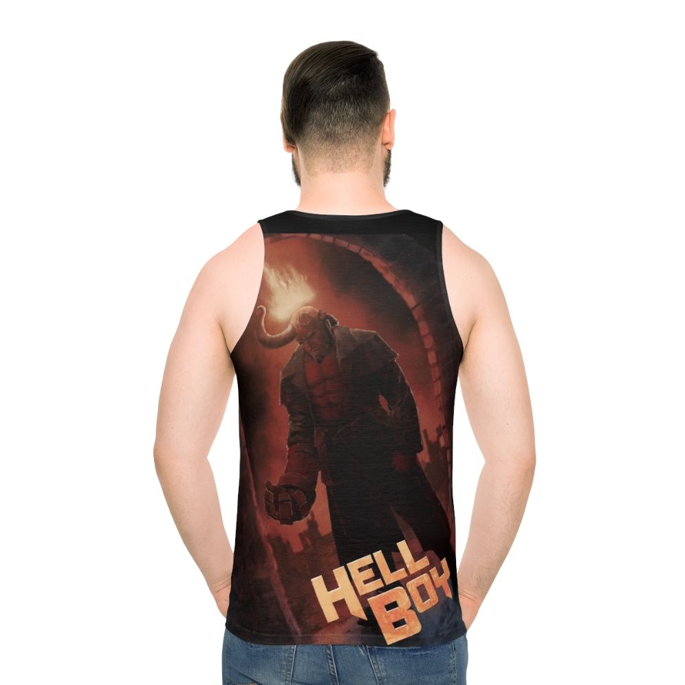 Hellboy fan art graphic on unisex tank top