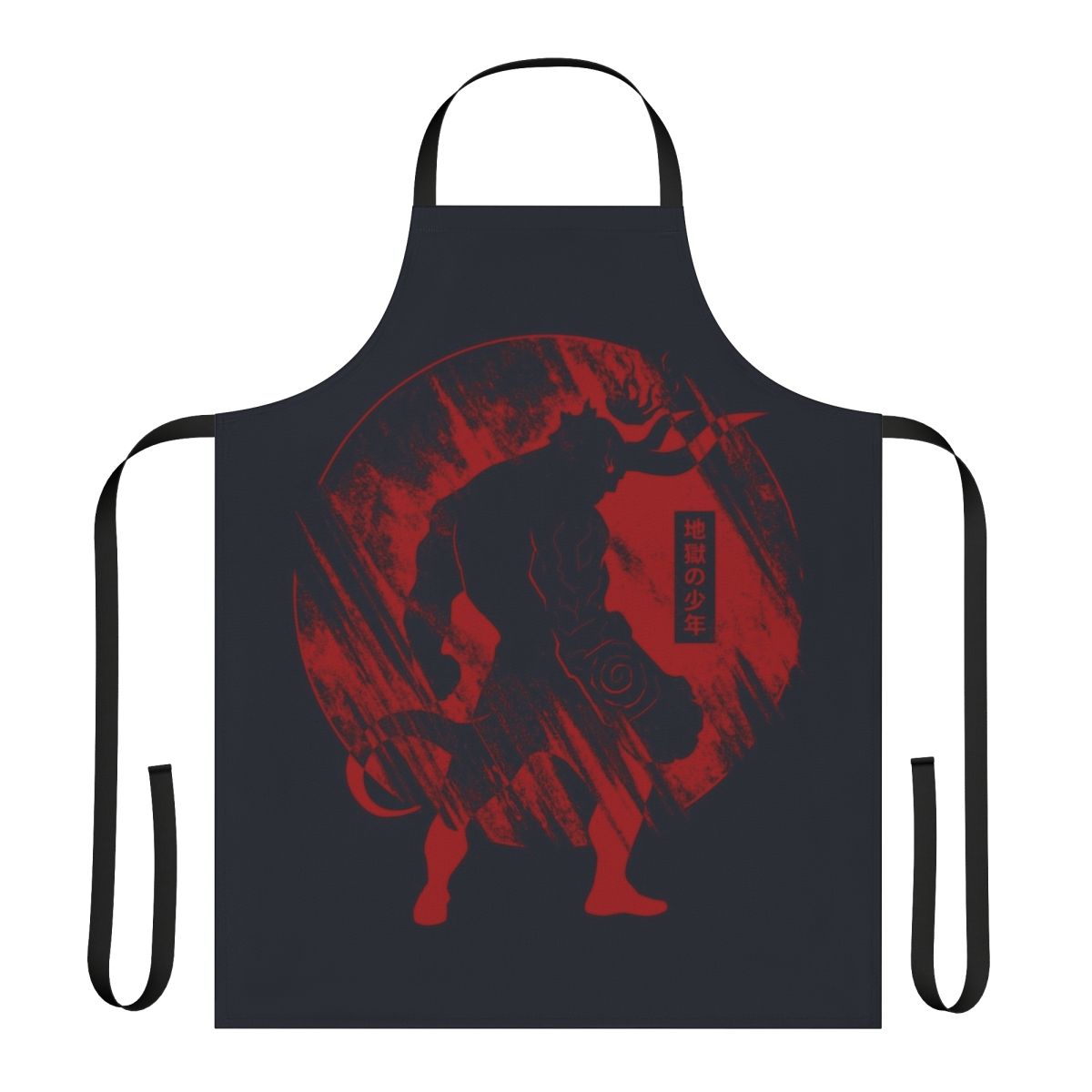 Hellboy-inspired apron featuring a fiery red design