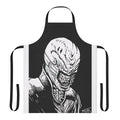 A dark and sinister-looking kitchen apron with the iconic Chatterer Cenobite face from the Hellraiser horror franchise.