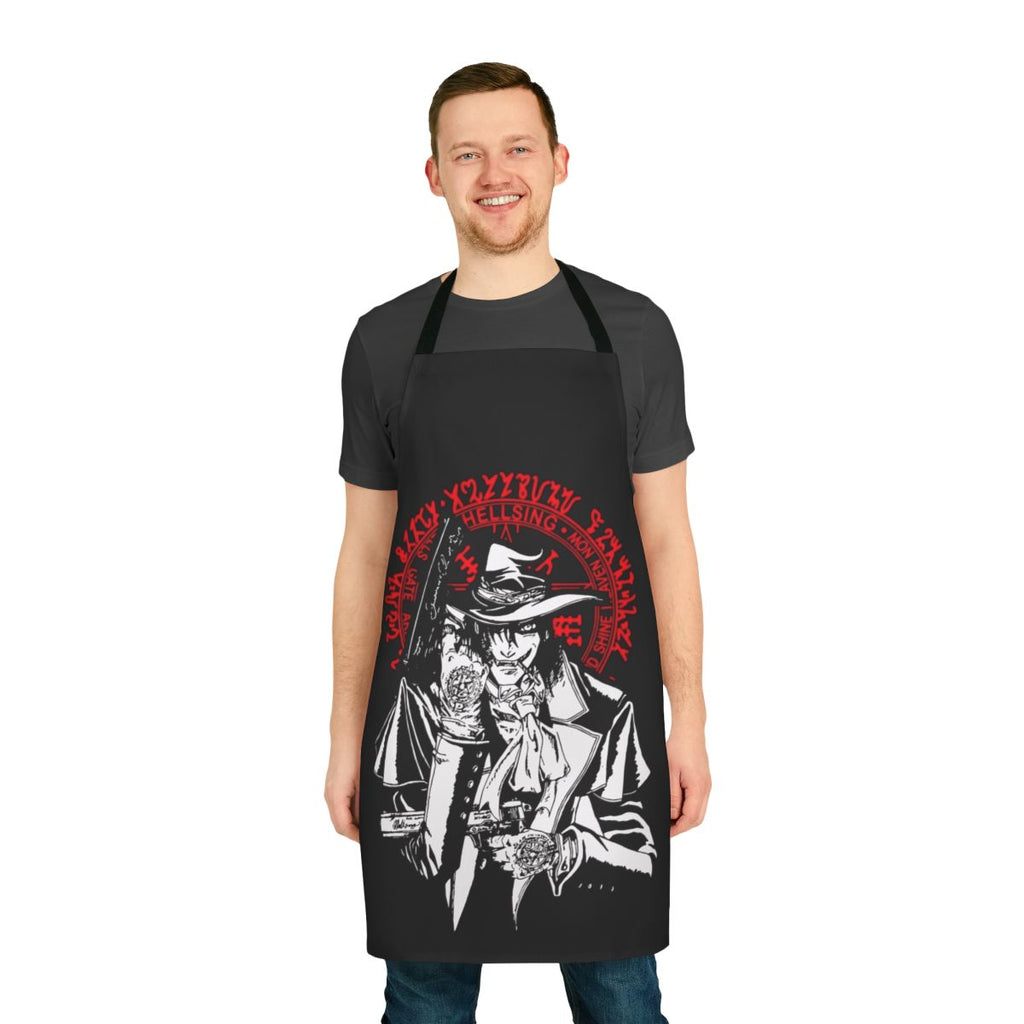 Hellsing-inspired Alucard vampire apron featuring the iconic Hellsing symbol and design