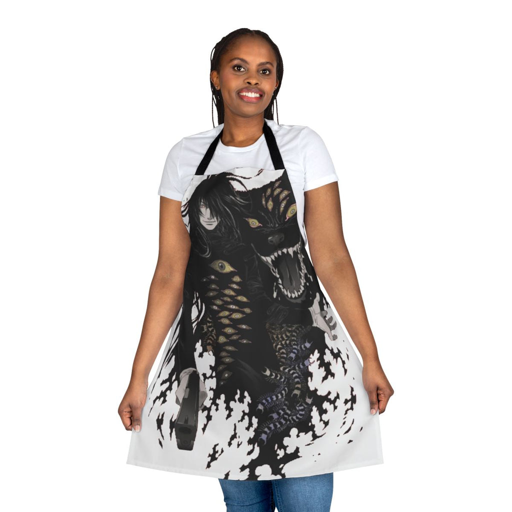 Hellsing-Inspired Gothic Horror Apron with Alucard, Vampire, and Blood Imagery