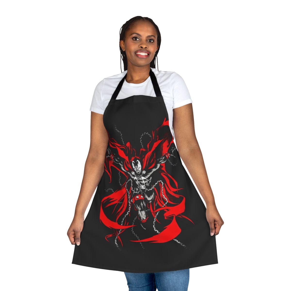 Hellspawn-inspired comic book apron with dark, supernatural imagery