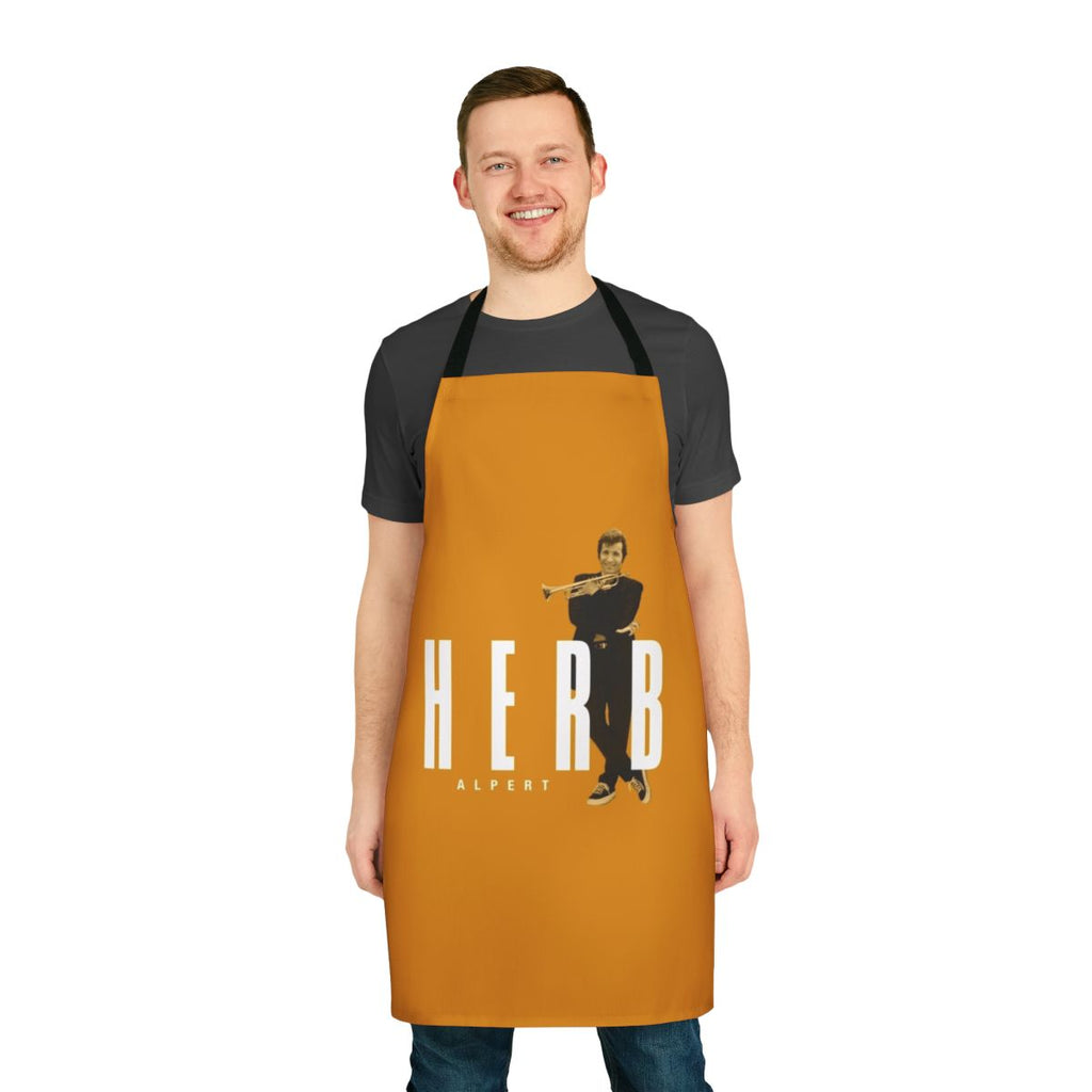 Herb Alpert-inspired jazz music kitchen apron