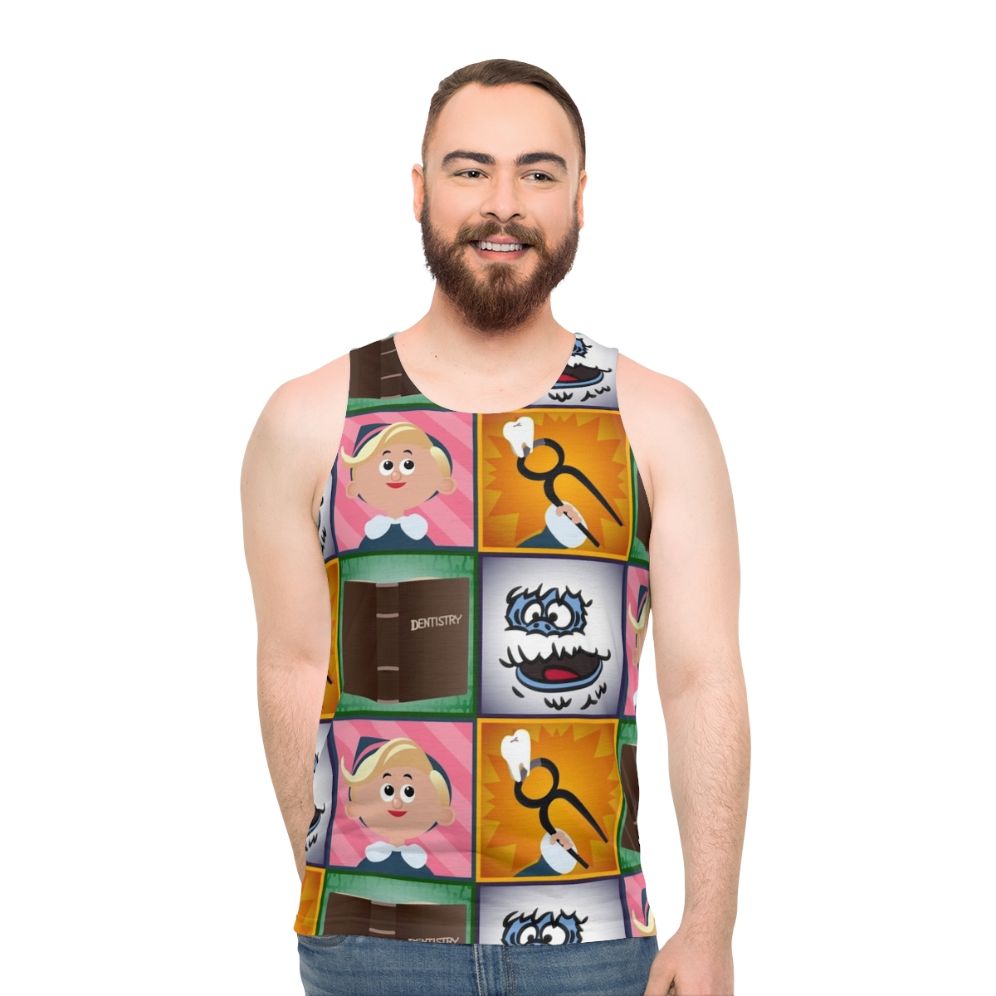 Hermey Squares Unisex Christmas Tank Top
