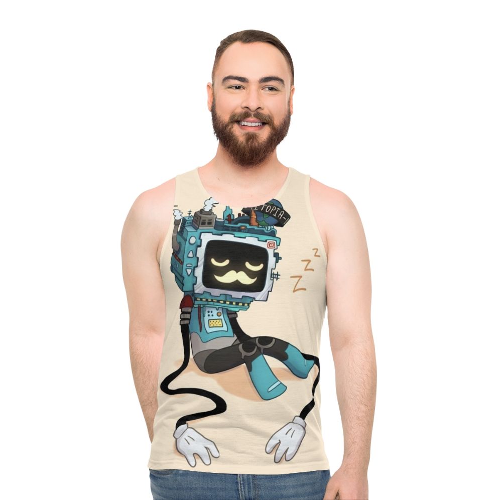 Hermitcraft Grumbot Sleepy Robot Unisex Tank Top