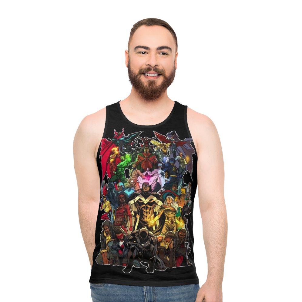 Unisex tank top featuring a graphic design celebrating heroes of color
