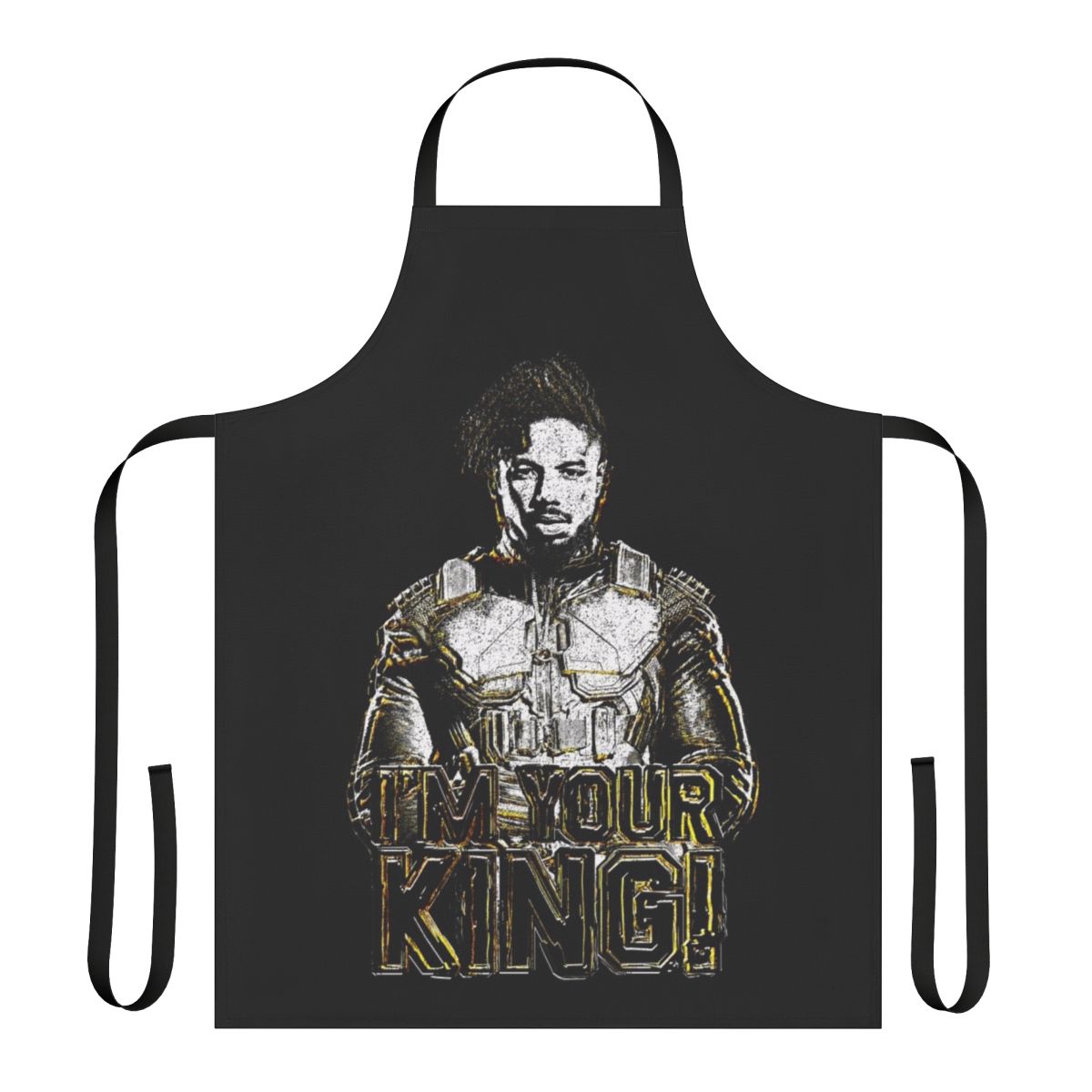 Heroic African American apron with vibrant pop culture design