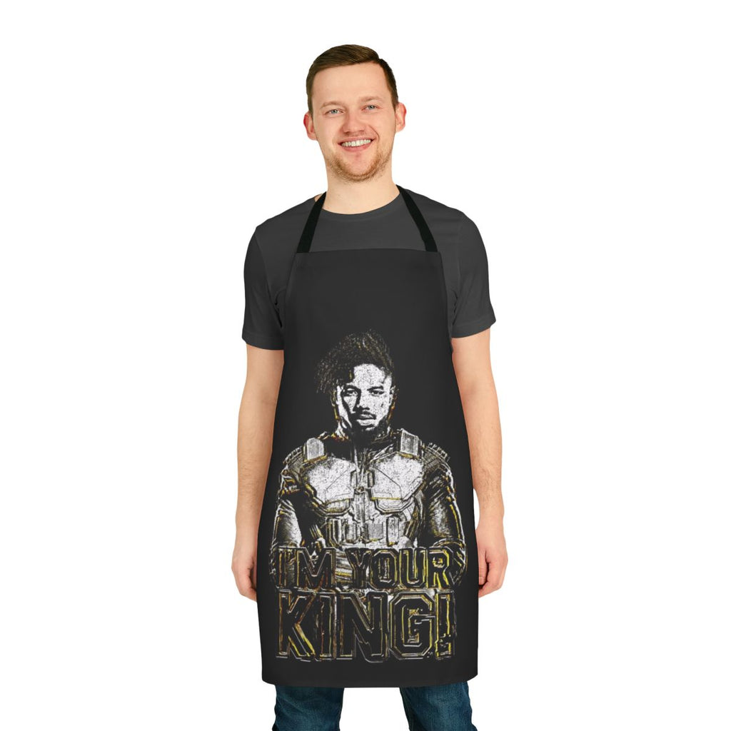 Heroic African American apron with vibrant pop culture design