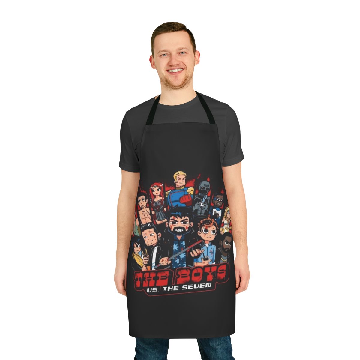 The Boys-inspired apron featuring The Seven and Homelander