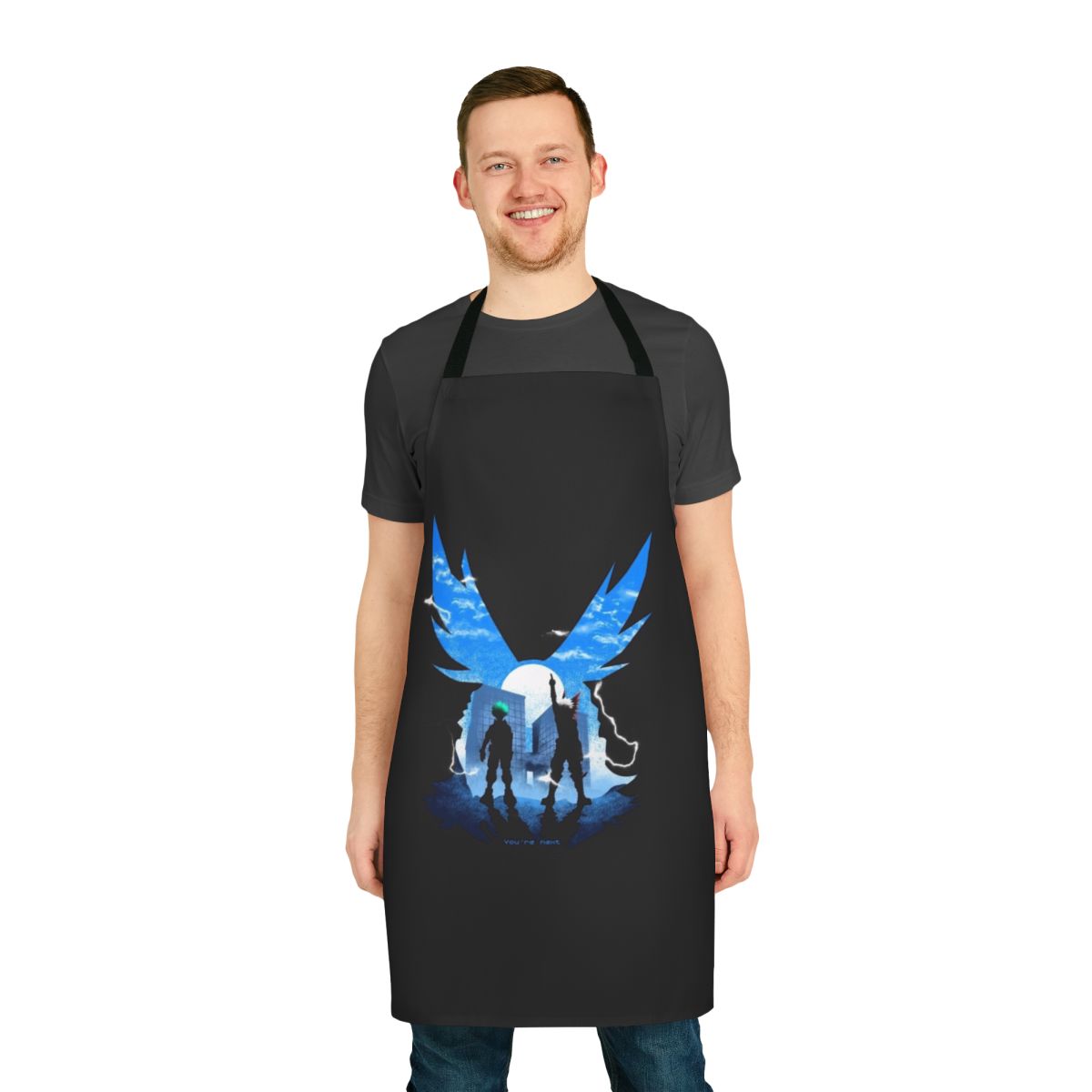Stylish apron featuring popular anime and manga characters from "My Hero Academia"