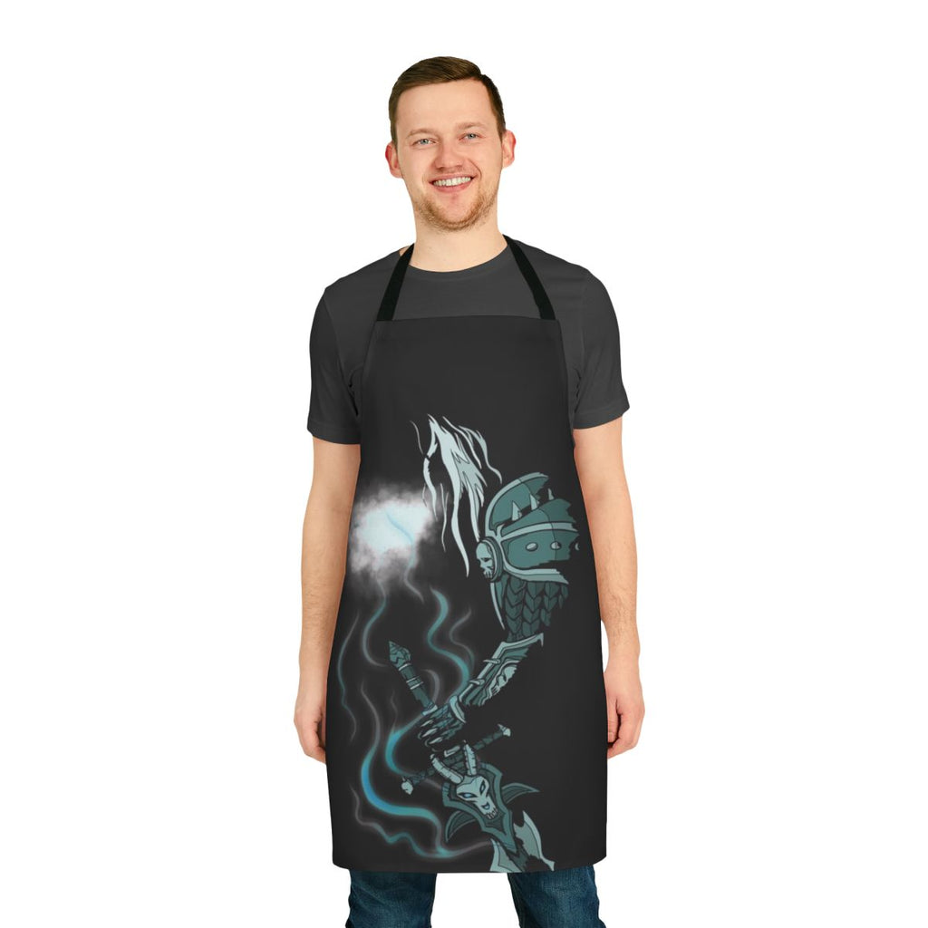 Death Knight inspired apron with Frostmourne sword and Lich King imagery