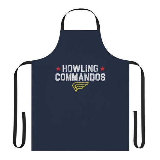 Stylish Howling Commandos-themed apron featuring Captain America, Bucky Barnes, and other iconic Marvel superheroes
