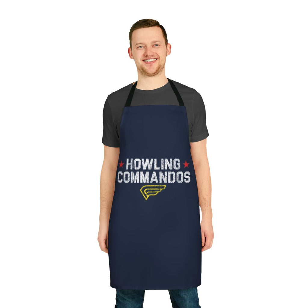 Stylish Howling Commandos-themed apron featuring Captain America, Bucky Barnes, and other iconic Marvel superheroes