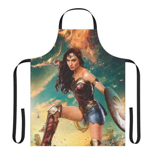 Woman wearing a super heroine inspired amazon warrior apron