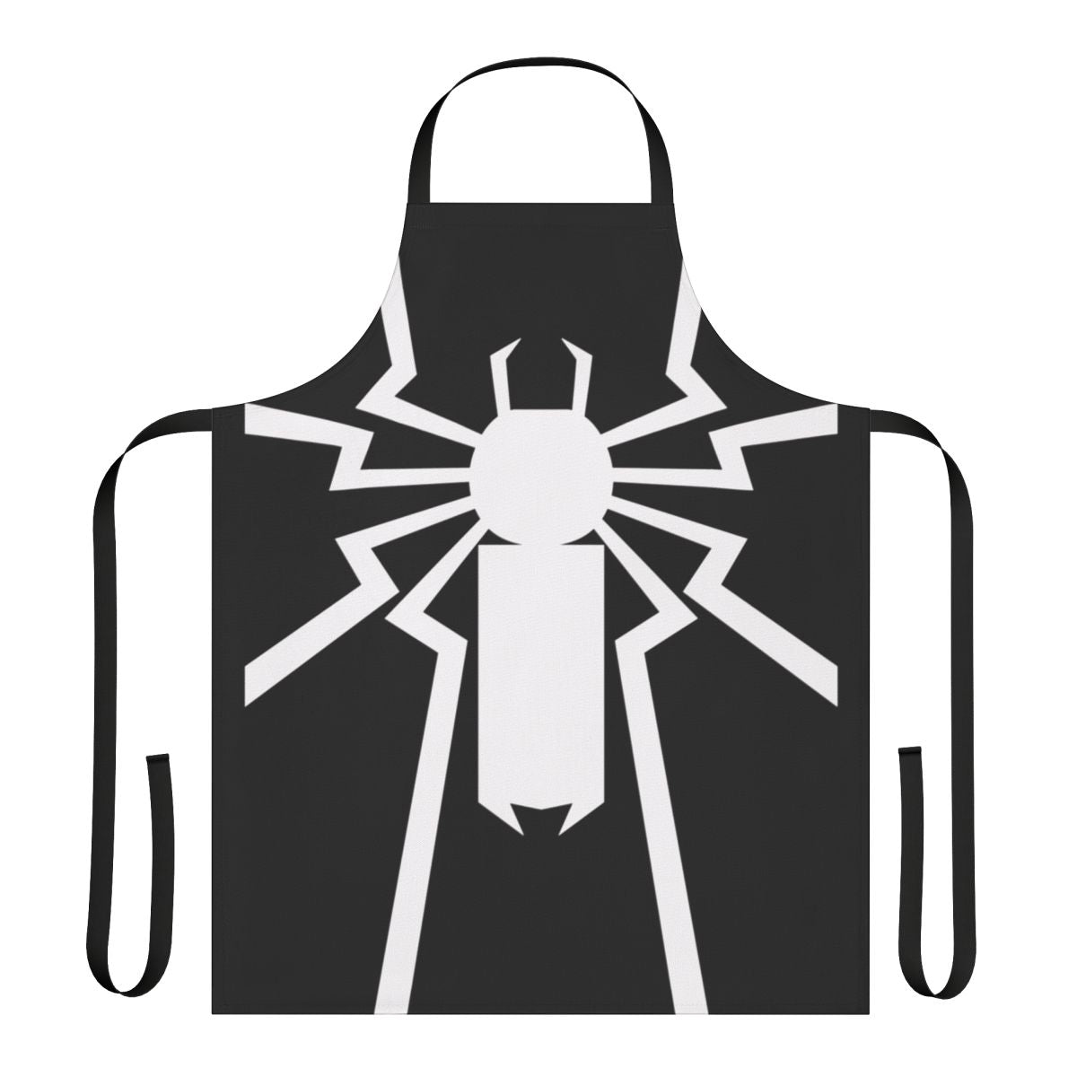 A vibrant apron featuring a spider design, inspired by the superhero Flash and military themes.