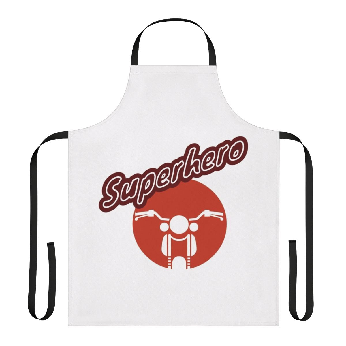 Superhero-themed apron with bold colors and a heroic design