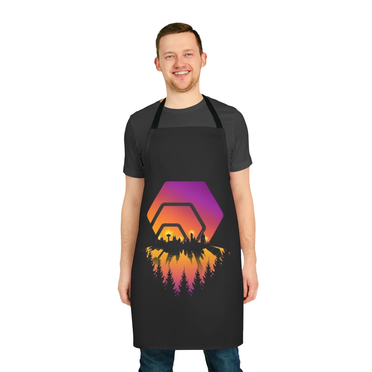 Hexagon-Inspired City Skyline Apron