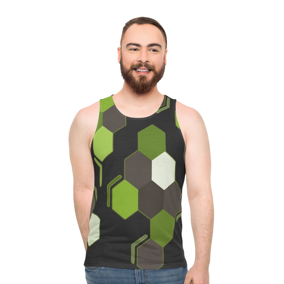 Hexagonal Scales Unisex Tank Top featuring a Zygarde inspired geometric design