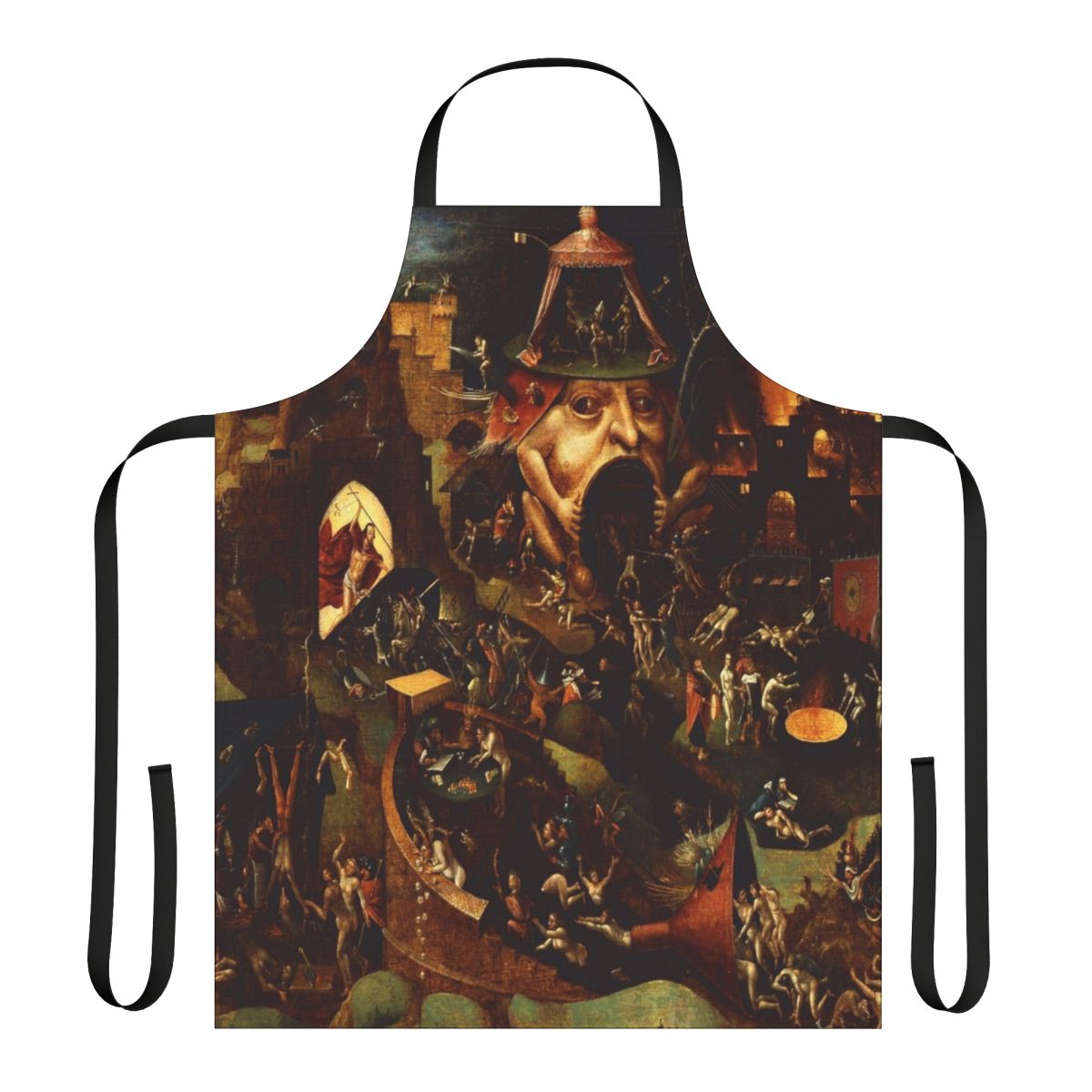 Apron featuring the painting "Christ in Limbo" by the renowned Renaissance artist Hieronymus Bosch.